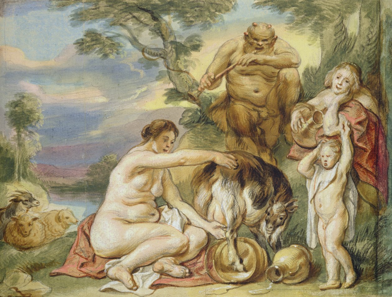 Çocukken Jüpiter (kağıt üzerinde mürekkep ve wc) by Jacob Jordaens