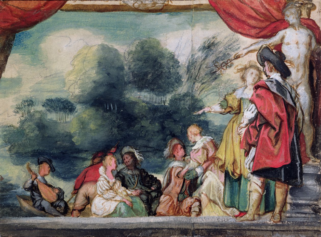 Biniş (kağıt üzerine sulu boya) by Jacob Jordaens