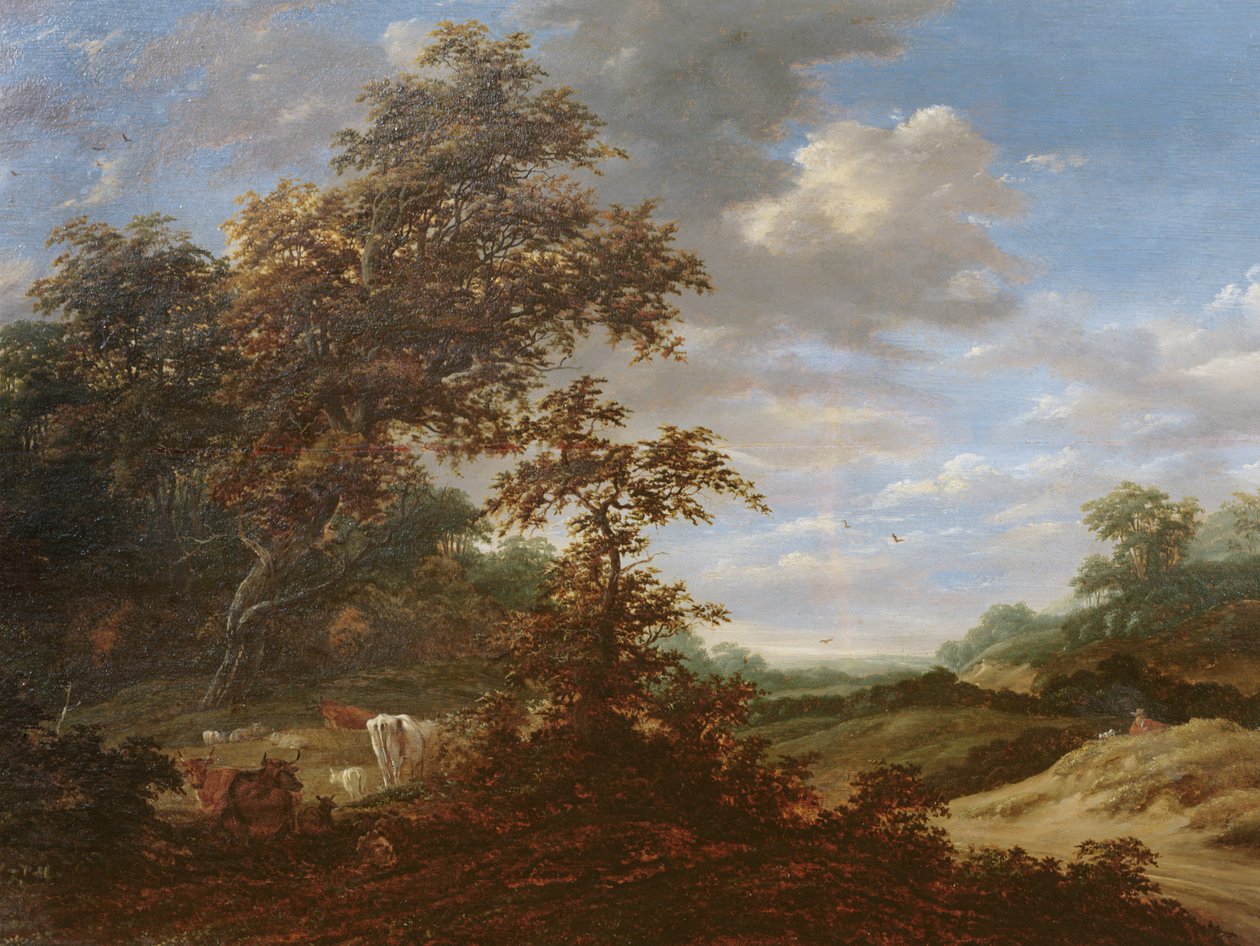 Sığırlarla Ormanlık Bir Peyzaj by Jacob van Ruisdael