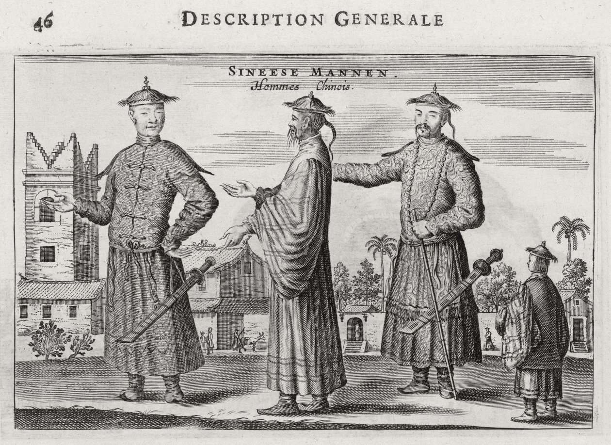 Chinese Men, a General Description from an account of a Dutch Embassy to China, 1665  by Jacob van Meurs