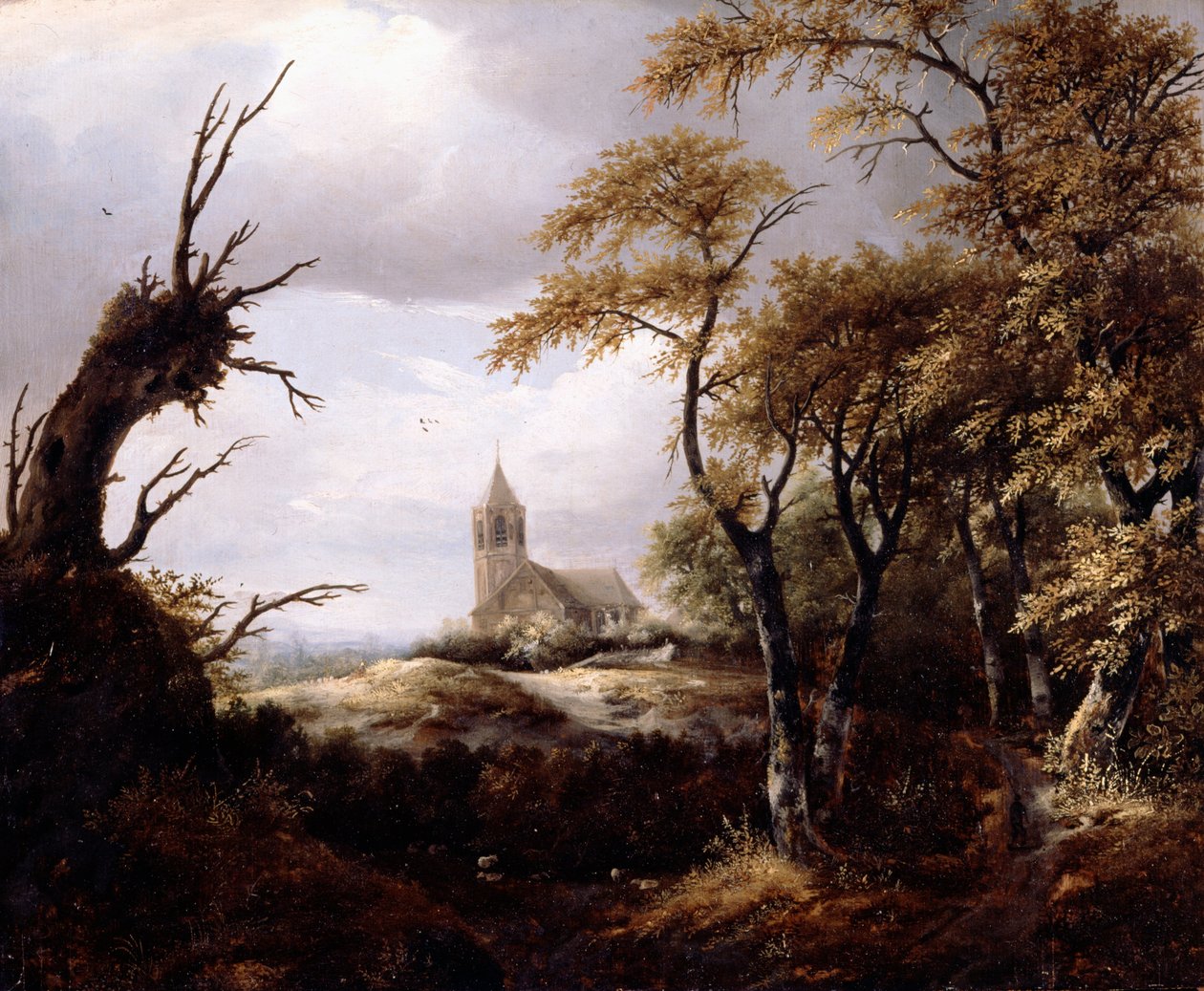 Kilise ile Manzara by Jacob van Ruisdael