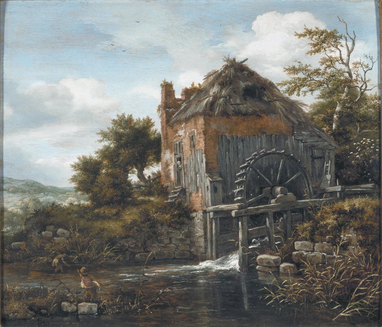 Su Değirmeni ile Manzara ve Kamış Kesen Adamlar by Jacob van Ruisdael