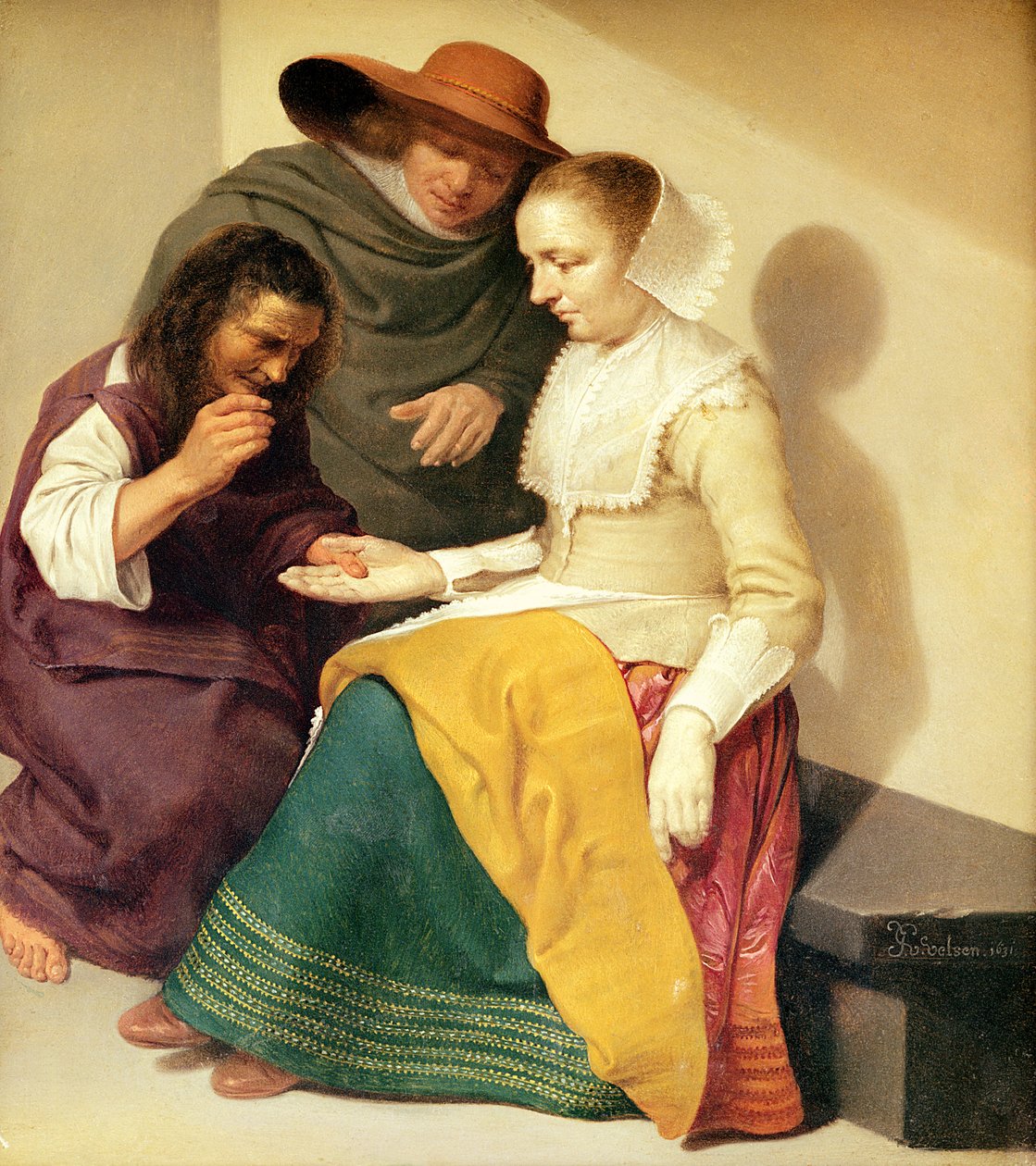 Falcı, 1631 (bakır üzerine yağlı boya) by Jacob van Velsen