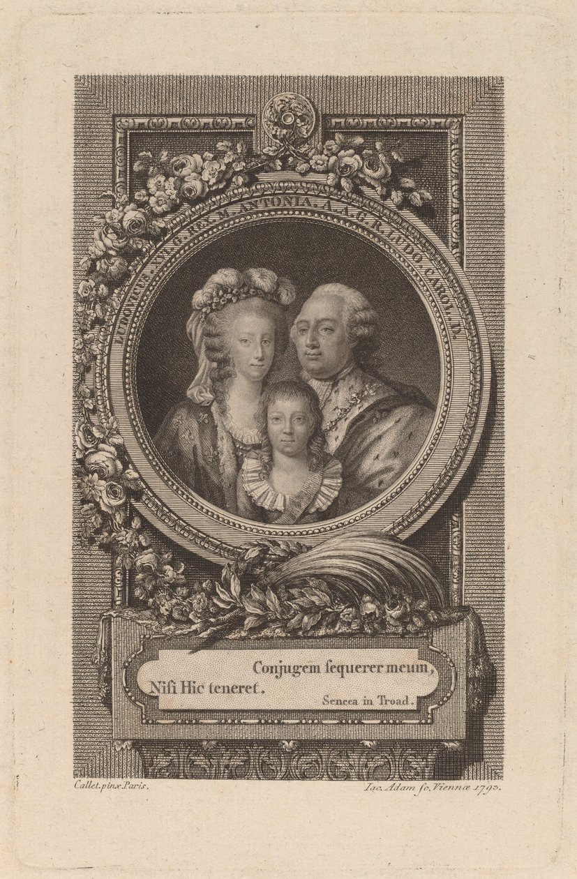 Louis XVI, Marie-Antoinette ve Louis-Charles by Jacob Adam after Antoine François Callet