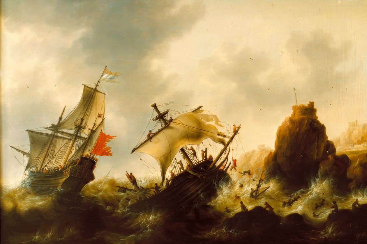 Bir fırtınada gemi enkazı by Jacob Adriaensz Bellevois