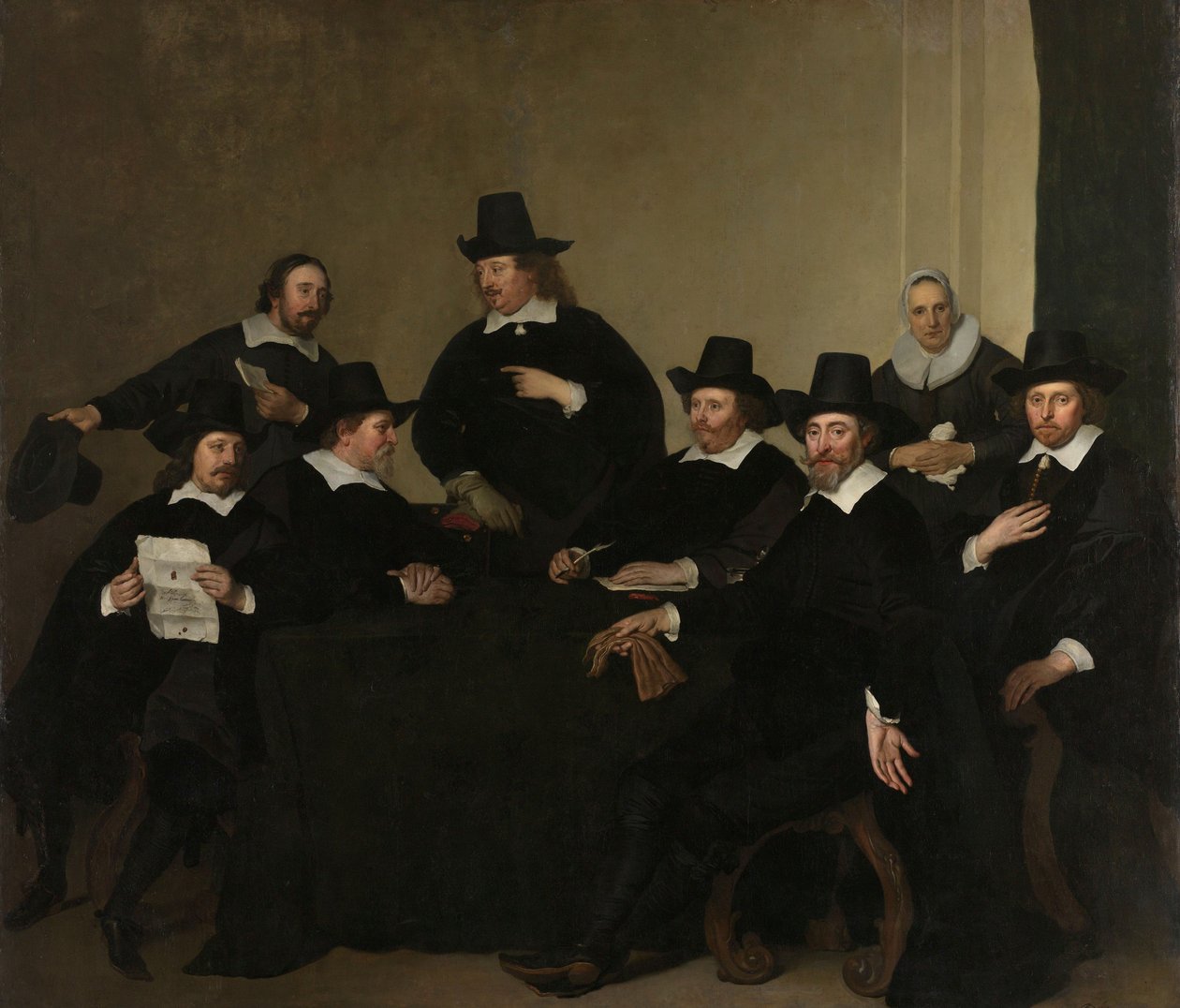 Nieuwe Zijds Yoksullara Açık Alanda Yardımlaşma Enstitüsü Vekilleri, Amsterdam, c.1650 (tuval üzerine yağlı boya) by Jacob Adriensz Backer