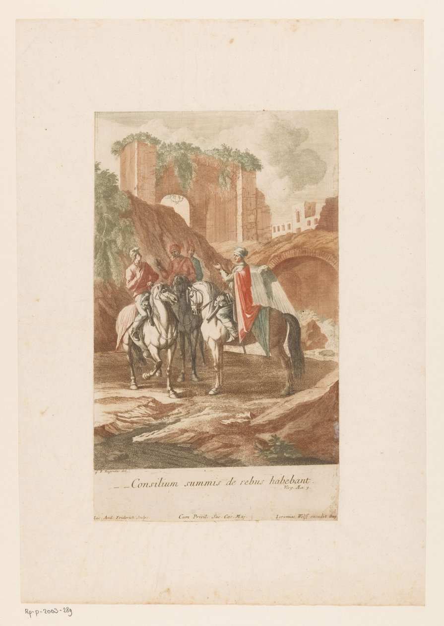 Kaptanların her gece istişareleri Consilium summis de rebus habebant (nesne üzerindeki başlık) by Jacob Andreas Fridrich (I)