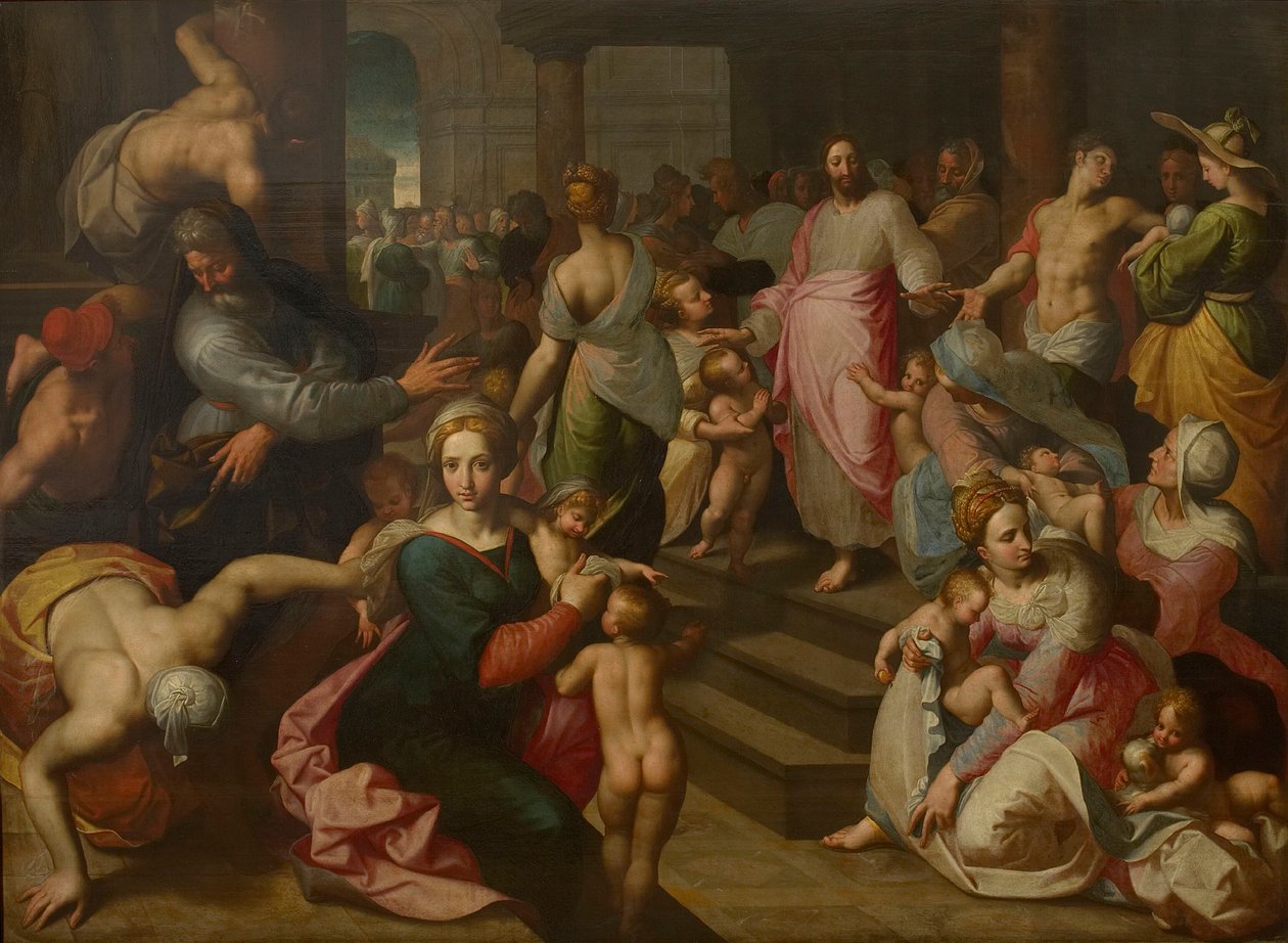 Mesih Çocukları Kutsasın Küçük çocukların bana gelmesine izin verin. by Jacob Backer de