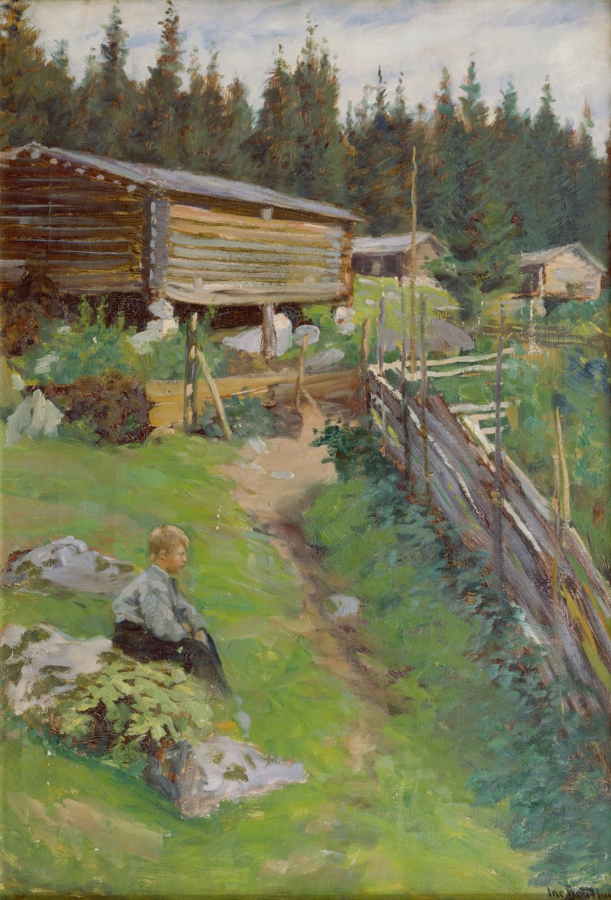 Yaz merasında genç çocuk (resim) by Jacob Bratland