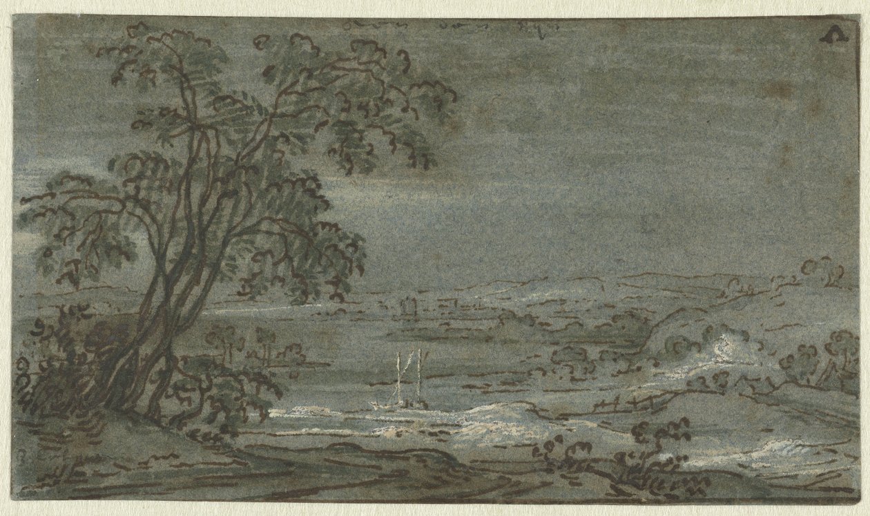 Nehir virajlı tepelik manzara Aen den Rijn (nesne üzerindeki başlık) by Jacob Colijn