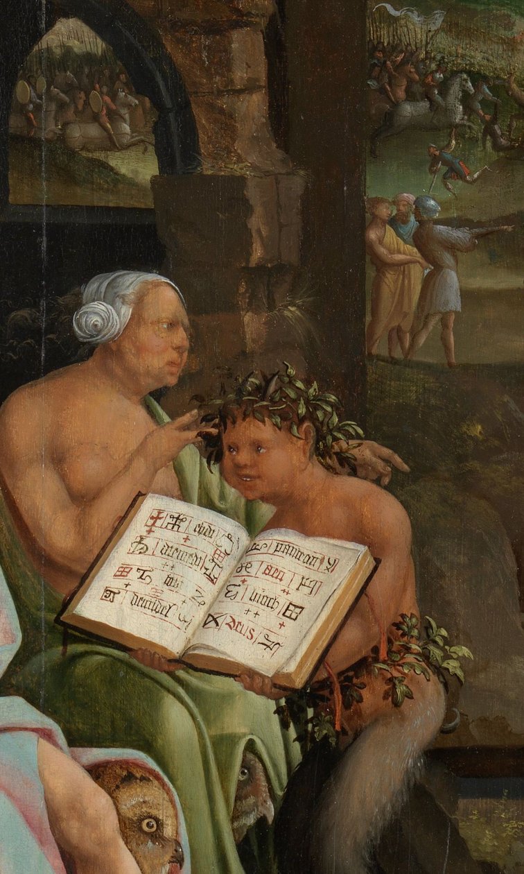 Saul ve Endor Cadısı. Detay: Grimoire, 1526 by Jacob Cornelisz van Oostsanen