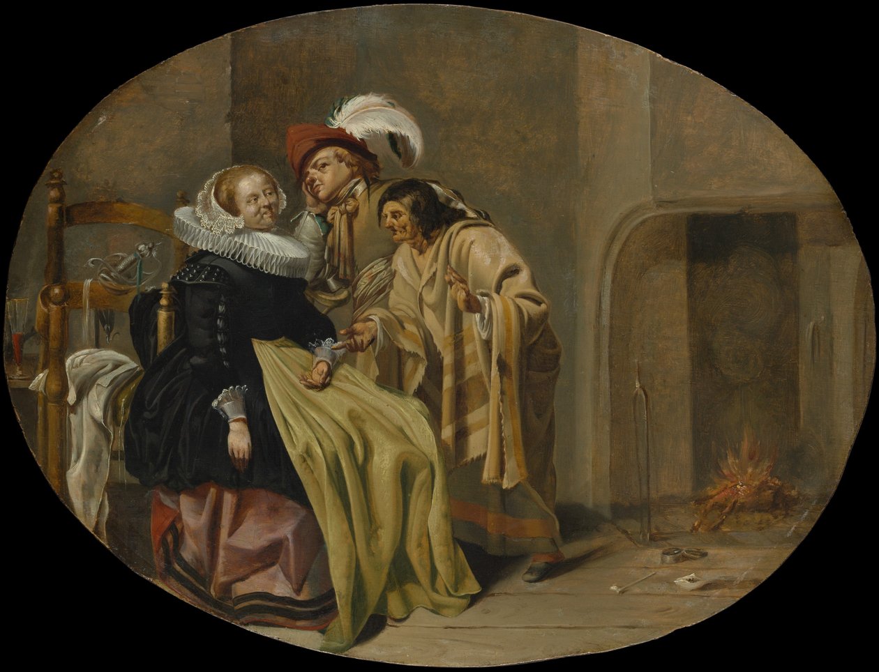 Bir Çingene Falcı ile İç Mekanda Bir Çift, yaklaşık. 1632-33. by Jacob Duck