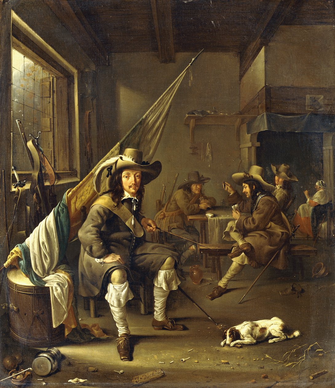 Askerlerin Kağıt Oynadığı Oturan Bir Süvari, 1655 by Jacob Duck