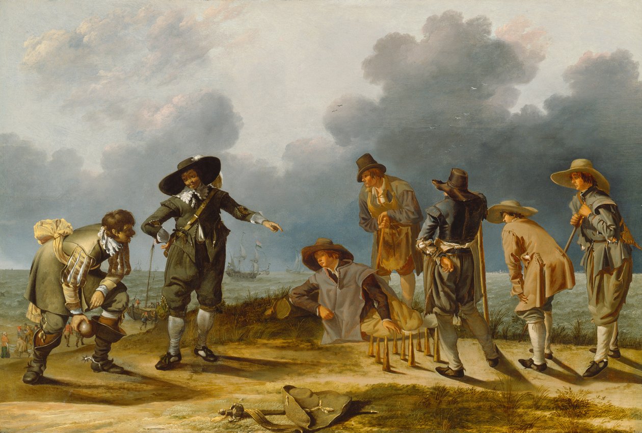 Skittles Oyunu, c.1635-40 (meşe panel üzerinde yağlı boya) by Jacob Duck