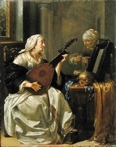Theorbo'lu Kadın, Vanitas, 1660 dolayları (panel üzerine yağlıboya) by Jacob Duck