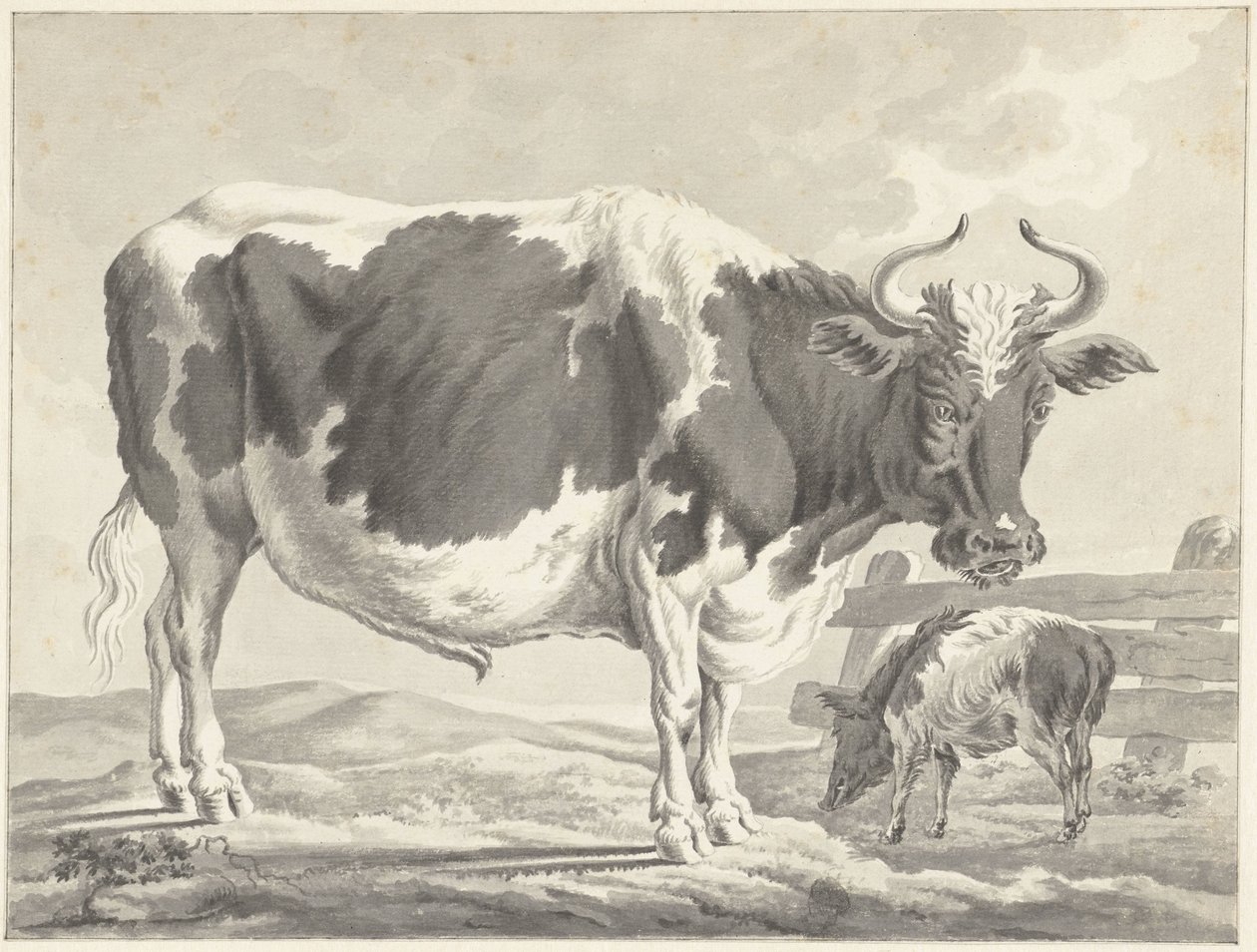 Kara alaca boğa ve domuz by Jacob Elias van Varelen