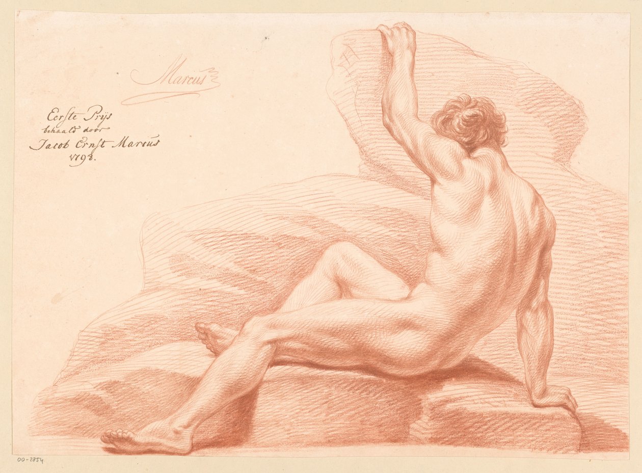 Oturan Erkek Çıplak, Yan Görünüm (1. Ödül 1798) by Jacob Ernst Marcus