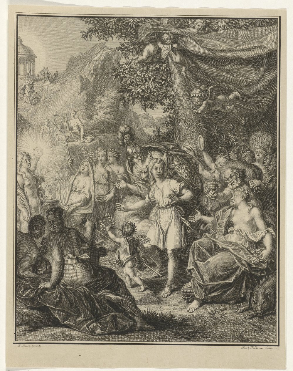 Telemachus ve Telemachus'un Minerva Maceraları ile alegorik temsili (seri başlığı) by Jacob Folkema