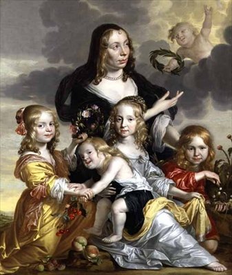 Dört Çocuğuyla Bir Kadının Portresi by Jacob Fransz van der Merck