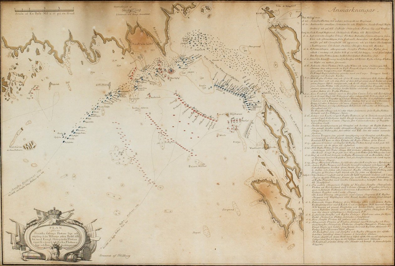 Viborg Körfezi Savaşı, 1790 Harita, 1790 by Jacob Gillberg