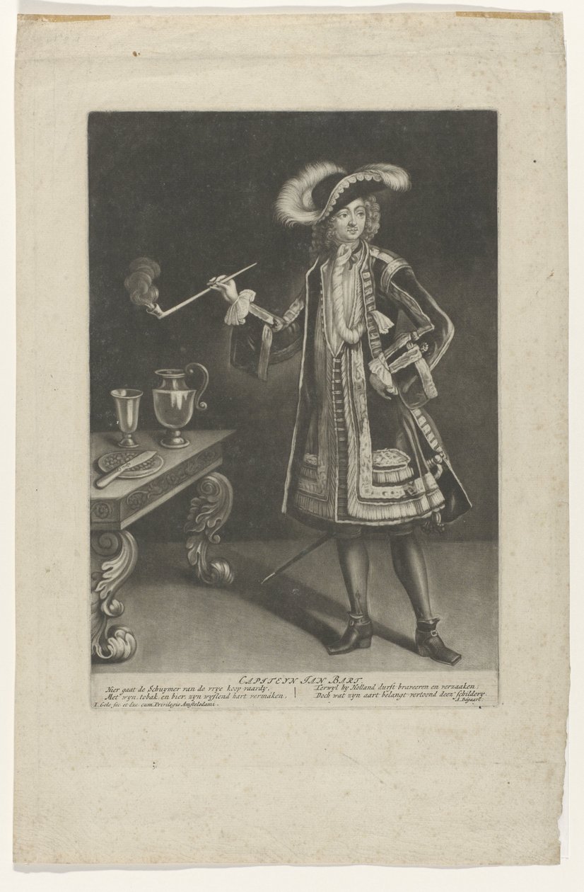 Portre Kaptan Jan Bart, boru ile ayakta Kaptan Jan Bart (nesnedeki başlık) by Jacob Gole