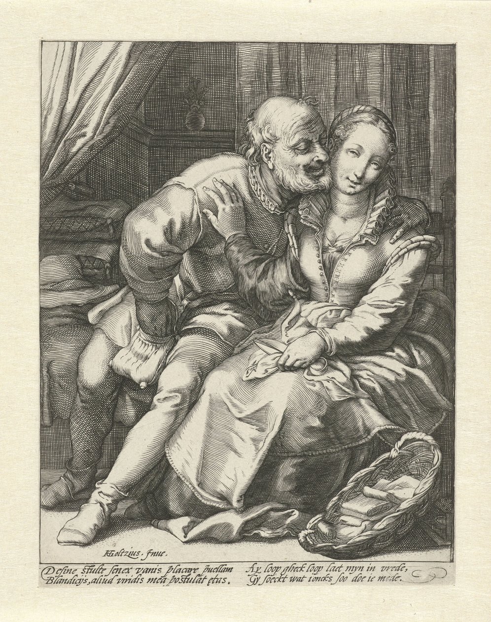 Yaşlı bir adamın reddi by Jacob Goltzius (II)