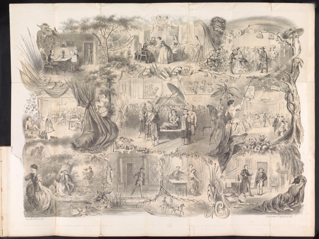 Delft öğrenci almanağında karikatür, 1858 by Jacob Gosschalk