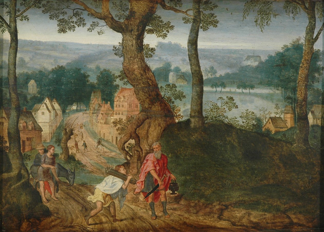 İbrahim ve İshak ile manzara, 17. yüzyılın ortalarında by Jacob Grimmer