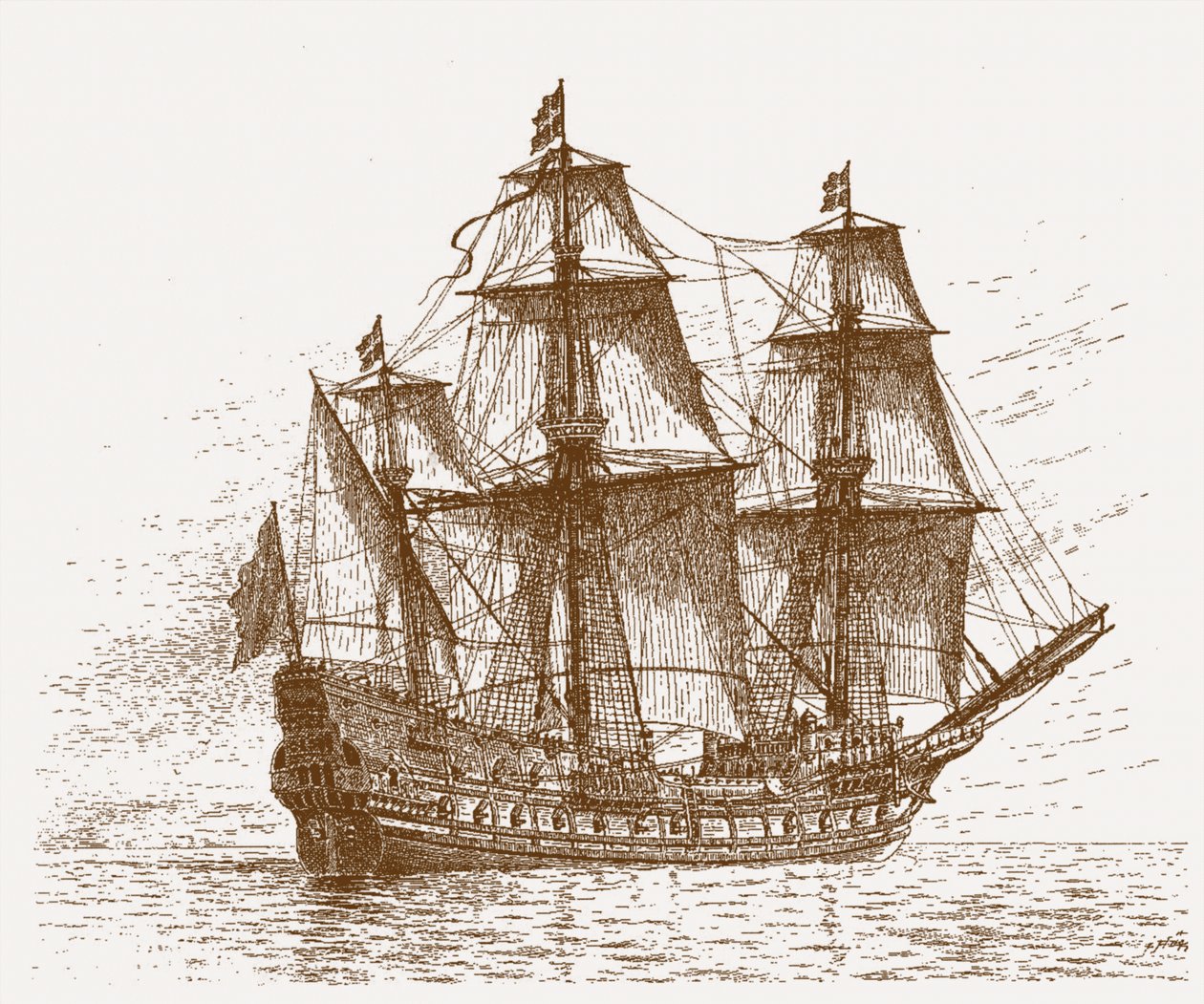 Gotland-Öland savaşından önce İsveç amiral gemisi Mars Makalös, 30-31 Mayıs 1564, c. 1908 by Jacob Hagg