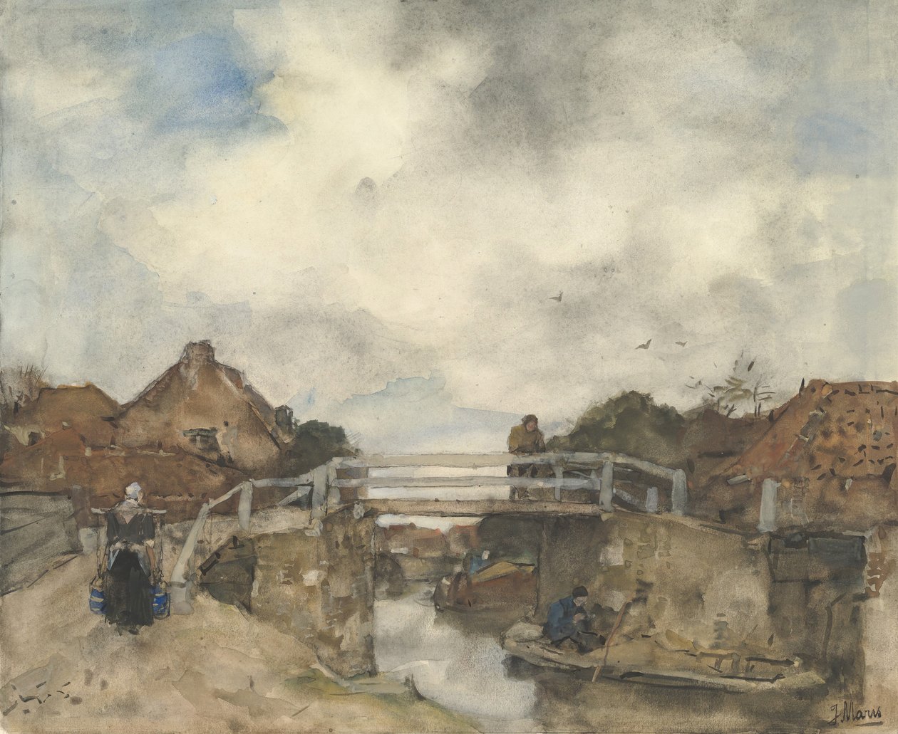 Hollanda Kanalı, Rijswijk, 19. yüzyılın ikinci yarısı. by Jacob Henricus Maris