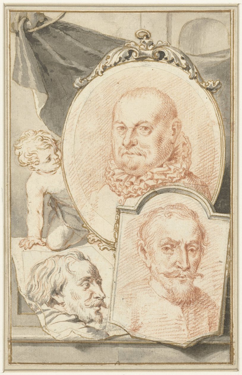 Roelant Savery, Frans Snijders ve Theodoor Rombouts'un Portreleri by Jacob Houbraken