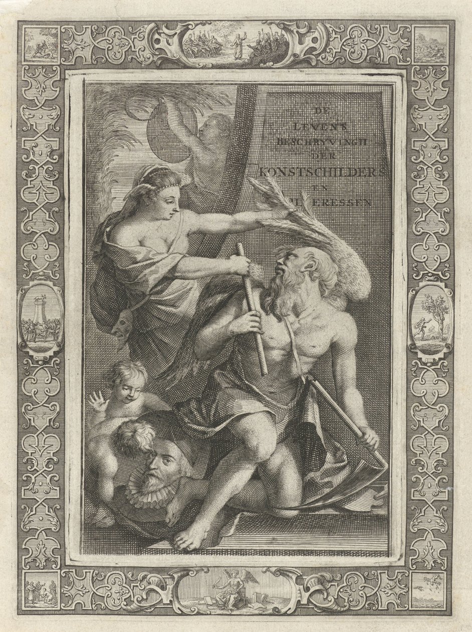 Hayal Gücü Baba Zamanı Evcilleştiriyor Başlık sayfası: J.C. weyerman. Hollandalı sanat ressamlarının ve sanat ressamlarının yaşam tasvirleri, 1729 by Jacob Houbraken
