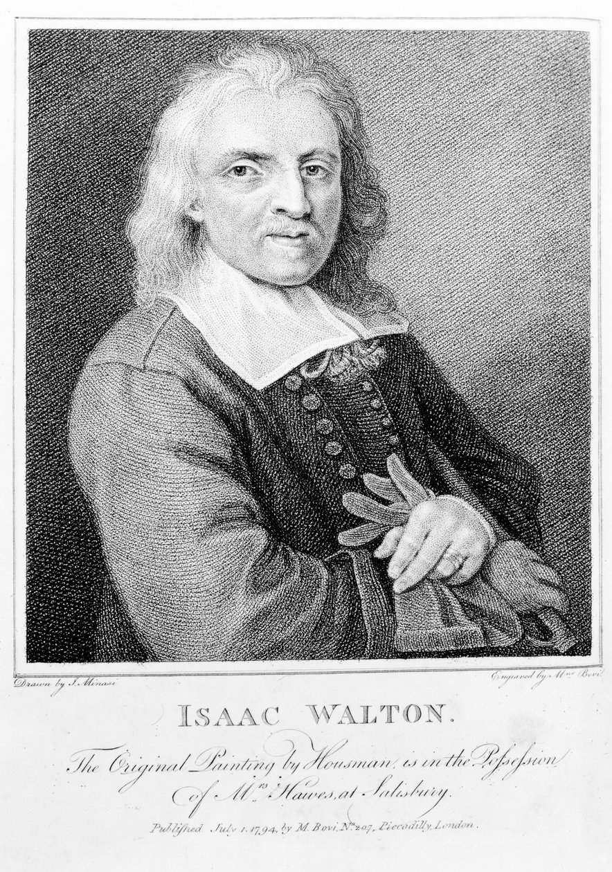 Marino Bovi (1758-1805) 1794 tarafından oyulmuş Isaac Walton (1593-1683) portresi by Jacob Huysmans