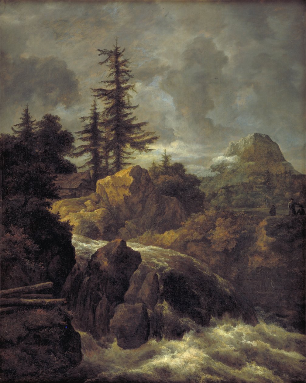 Şelale ve Kulübe ile Manzara by Jacob van Ruisdael