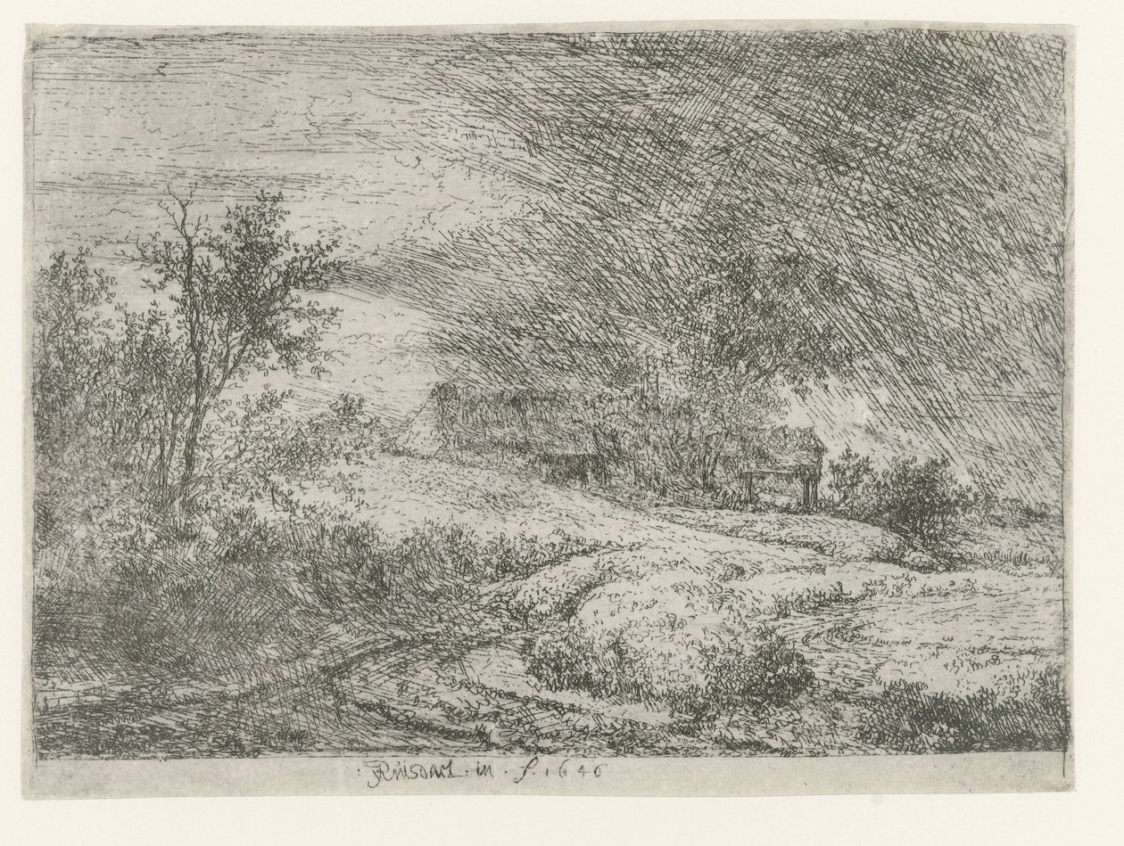 Bir çiftlik ile manzara by Jacob van Ruisdael