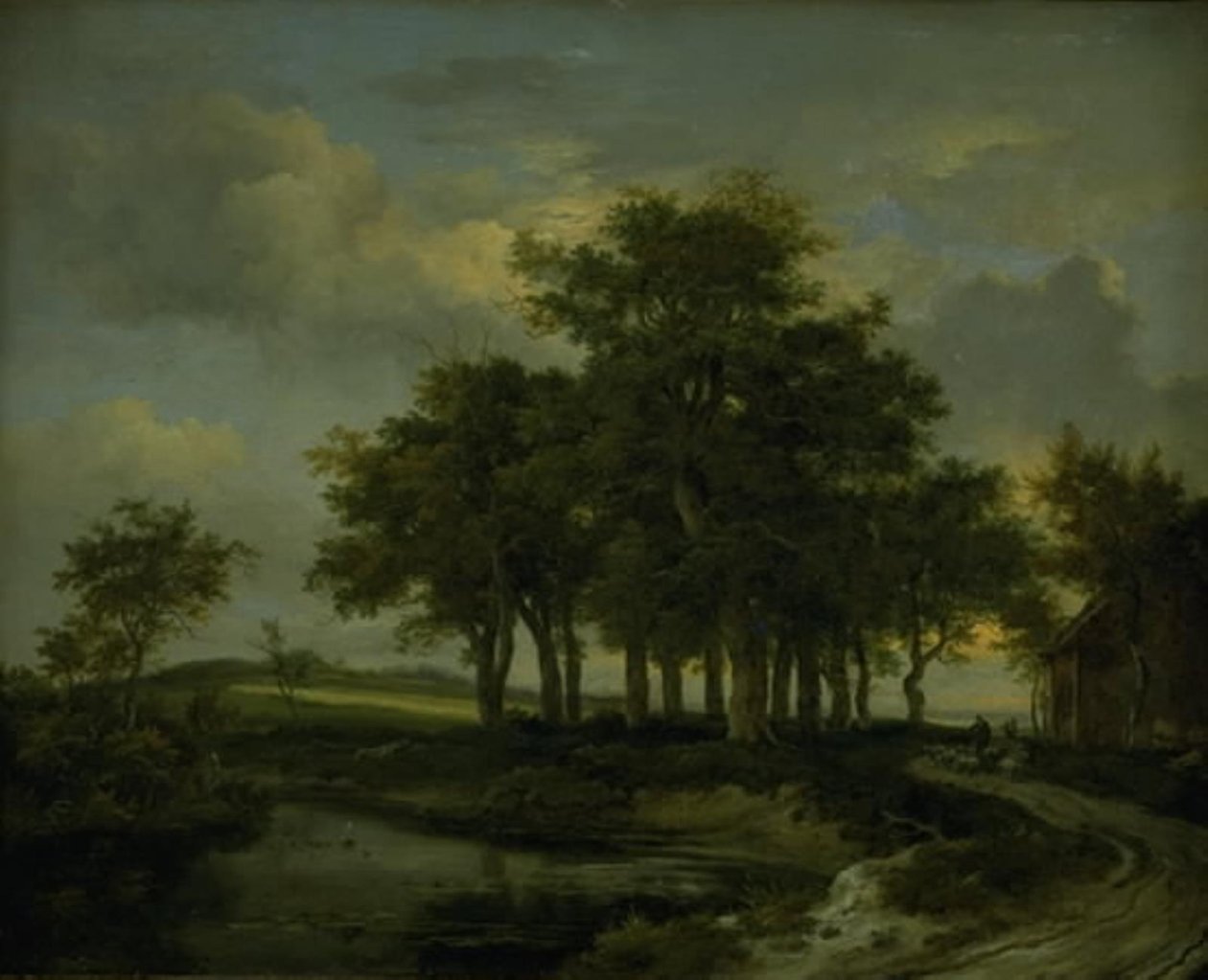 Bir Yolun Yanında Meşe Ağaçları, Akşam by Jacob van Ruisdael