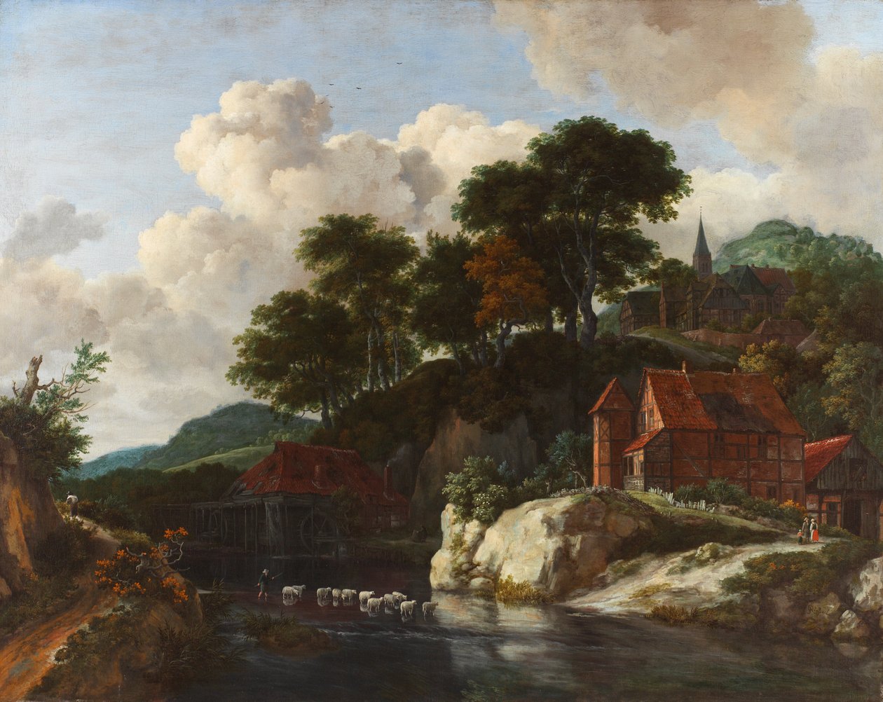 Su Değirmeni ile Tepelik Manzara, c.1670 by Jacob van Ruisdael