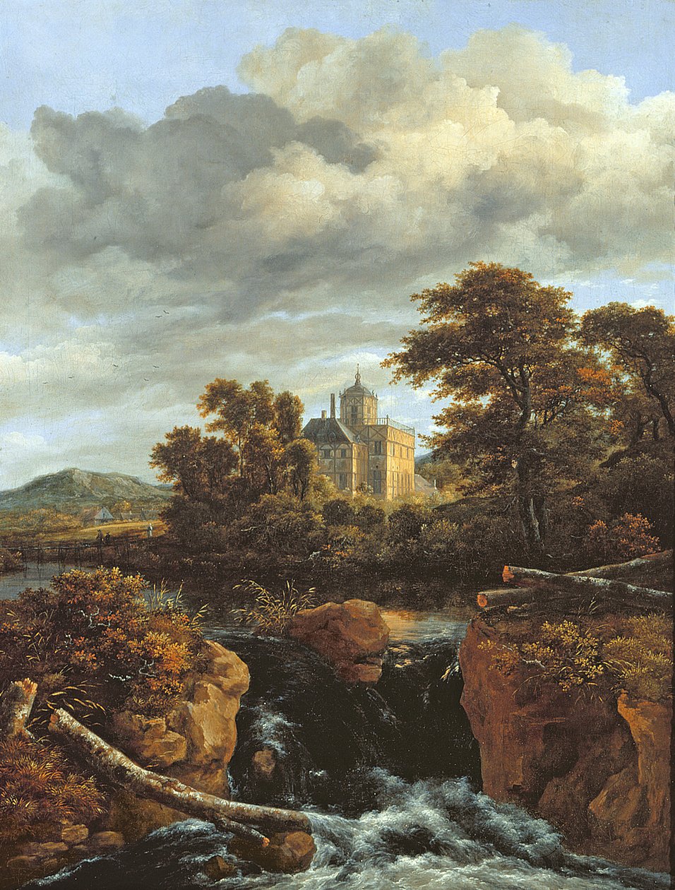 Şelale ve Kale ile Manzara, c.1670 by Jacob van Ruisdael