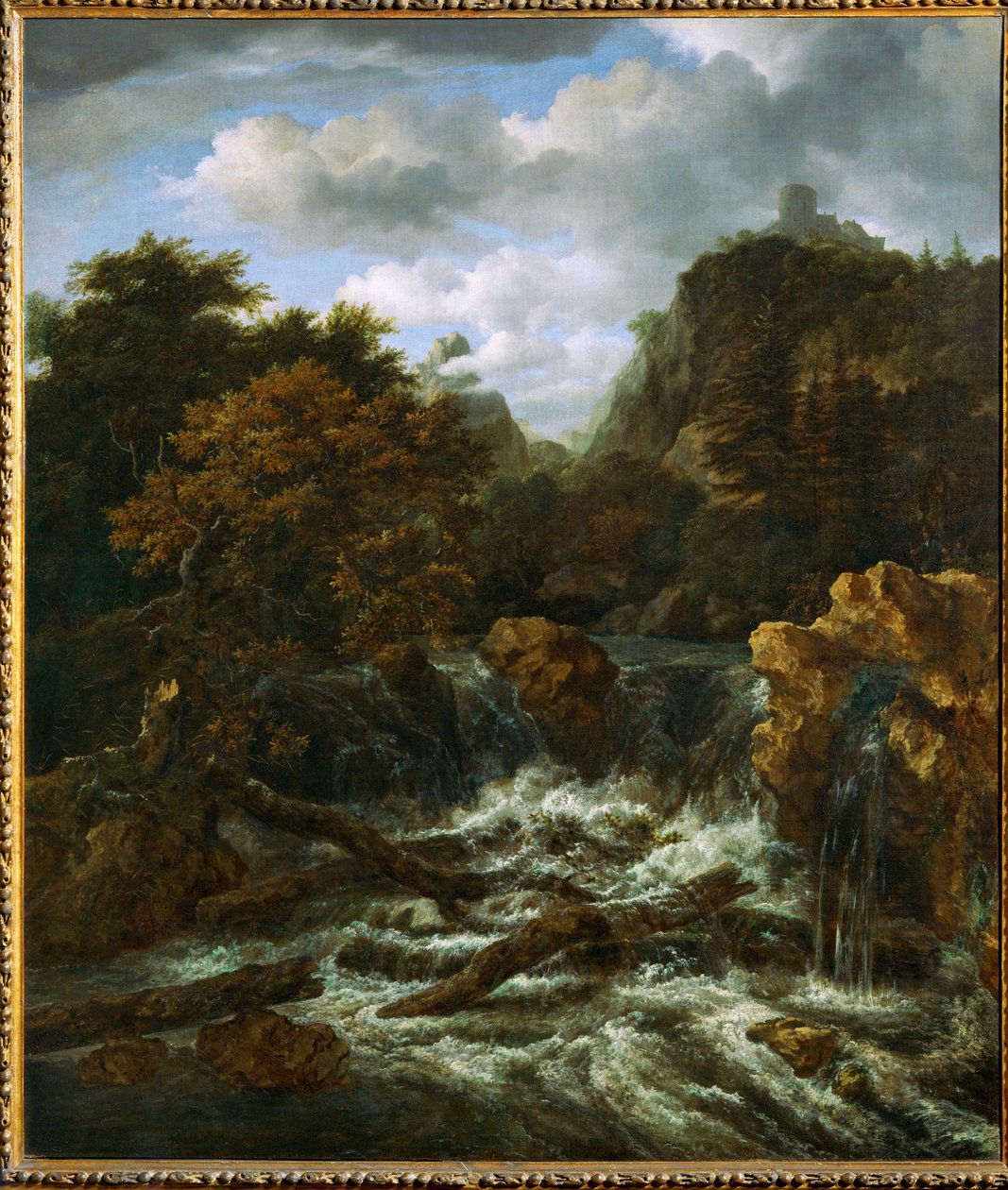 Şelaleli Norveç manzarası (tuval üzerine boyama) by Jacob Isaaksz. or Isaacksz. van Ruisdael