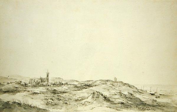 The Dunes at Wijk aan Zee (kağıt üzerine siyah tebeşir ve gri mürekkep) by Jacob van Ruisdael