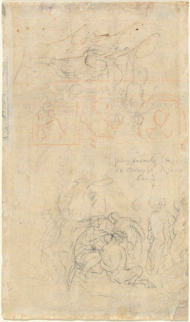 Sarhoş Tava ve Perilerle Çalışma Sayfası [verso] by Jacob Jordaens