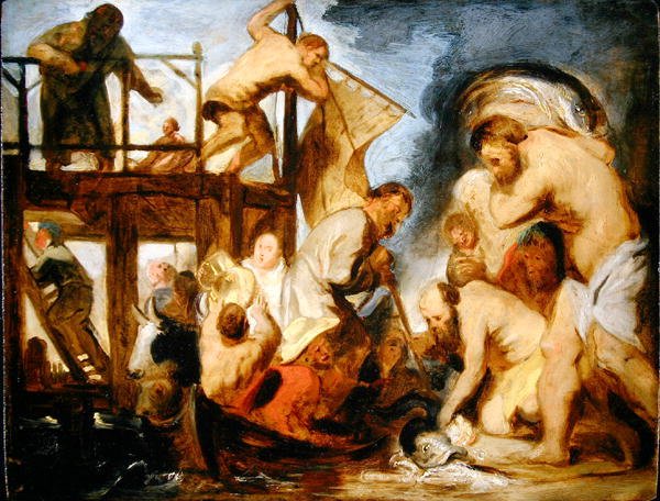 Aziz Peter için Taslak Balığın Ağzında Haraç Parasını Bulma (panelde yağ) by Jacob Jordaens