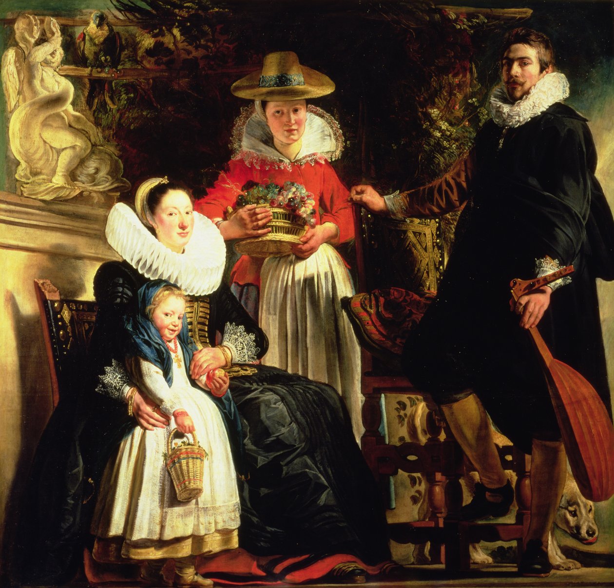 Bir Bahçede Sanatçı ve Ailesi, c.1620-22 (tuval üzerine yağlı boya) by Jacob Jordaens