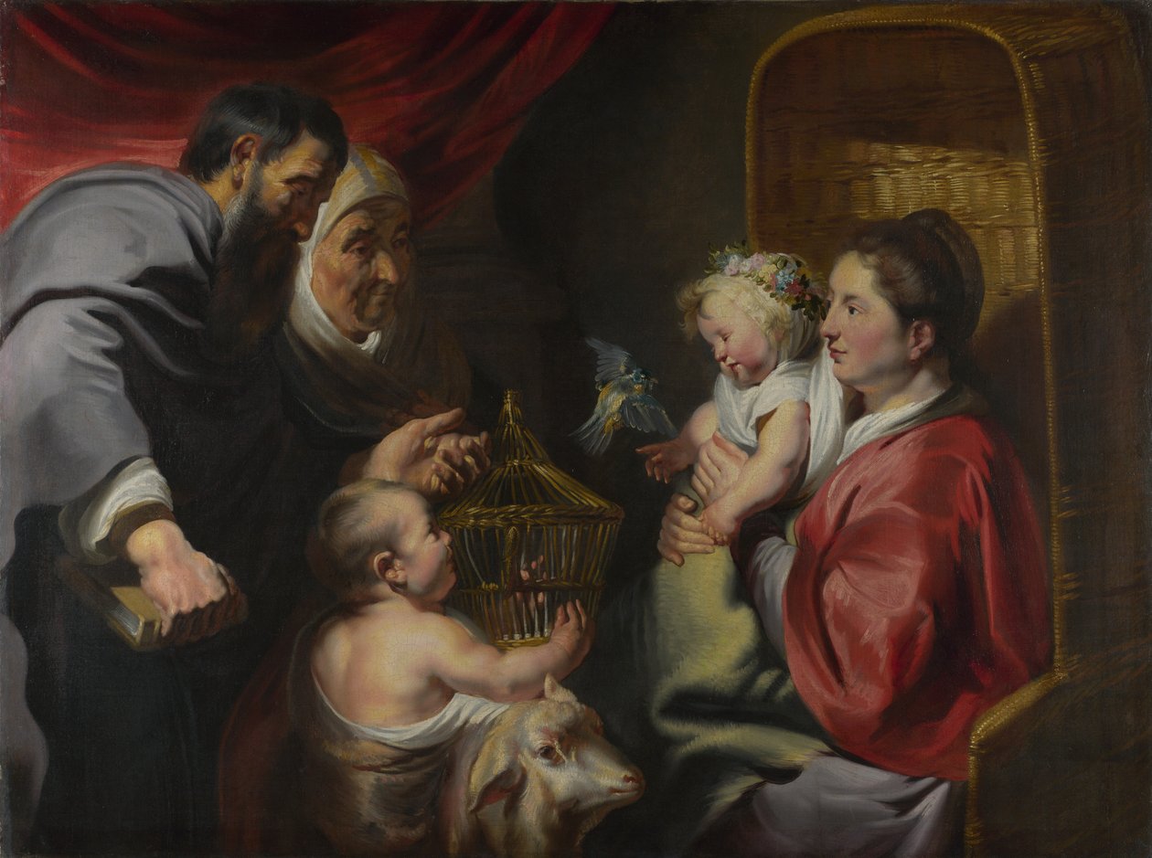 Azizler Zacharias, Elizabeth ve Vaftizci Yahya ile Bakire ve Çocuk, c. 1620 by Jacob Jordaens