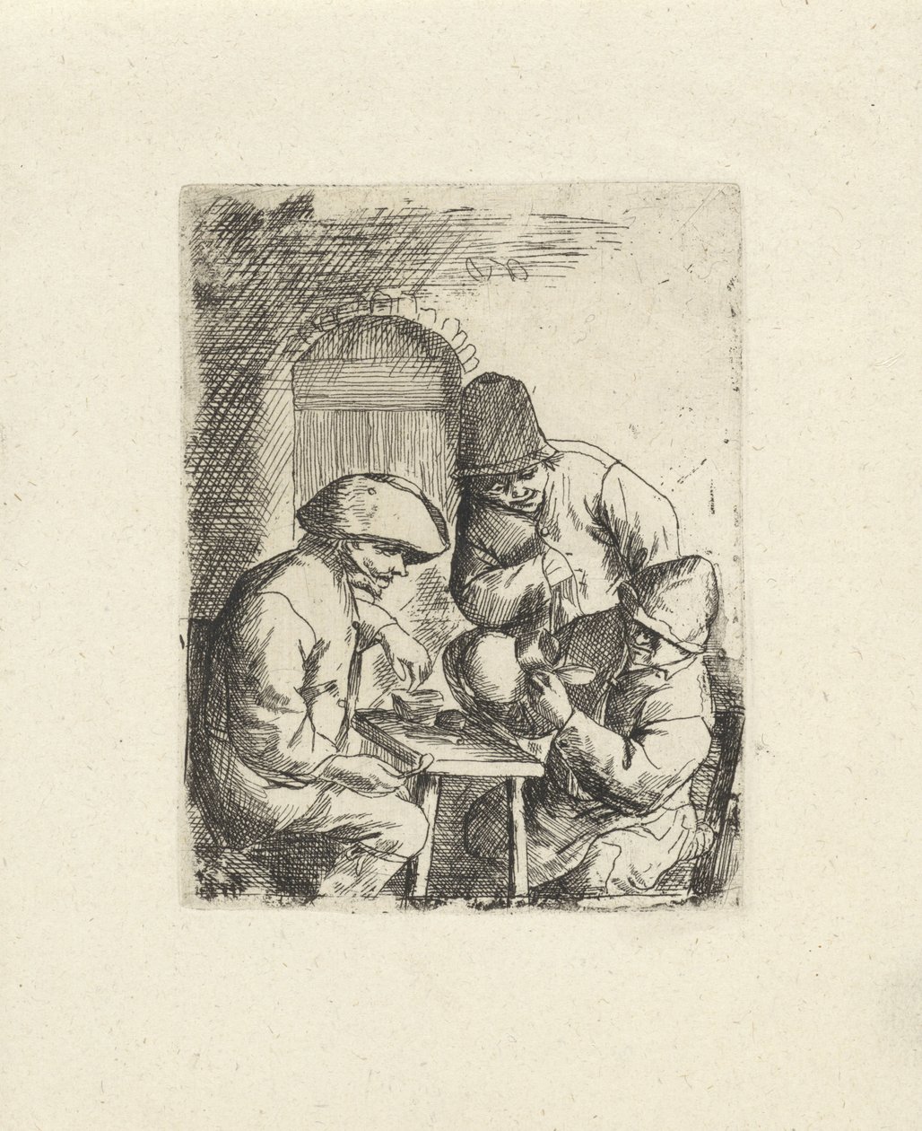 Üç adam ve boş bir sürahi Adriaan van Ostade
