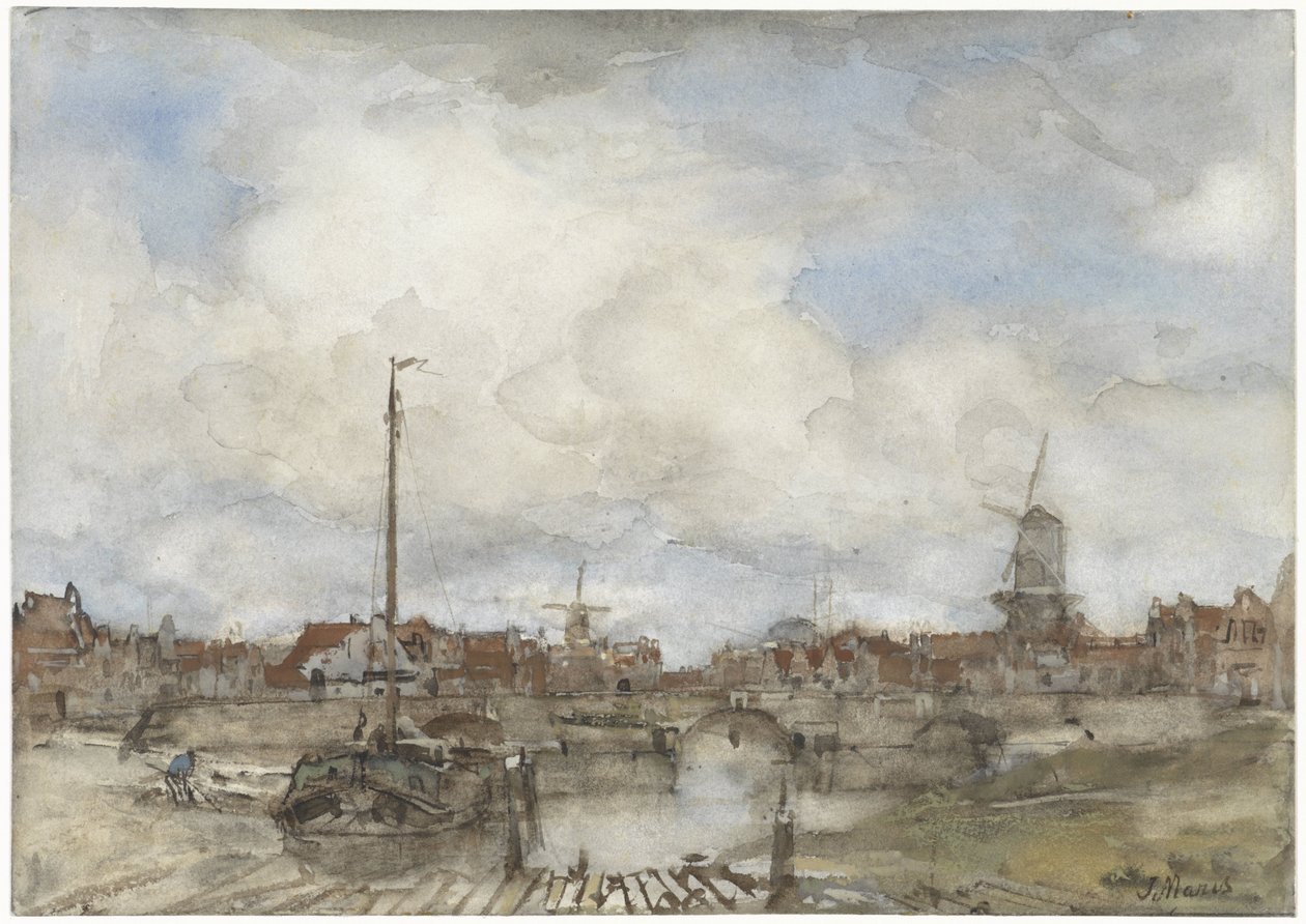 Bir şehrin görünümü by Jacob Maris