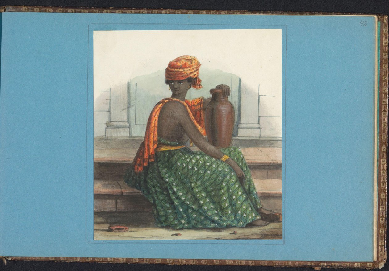 koto misi kadın Surinam çizimleri içeren albüm, s.42(r) (50) (dizi adı) by Jacob Marius Adriaan Martini van Geffen