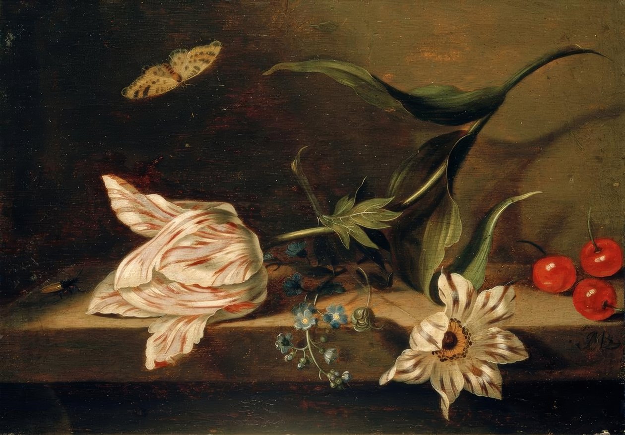 Bir masa üstünde çiçeklerle natürmort by Jacob Marrel
