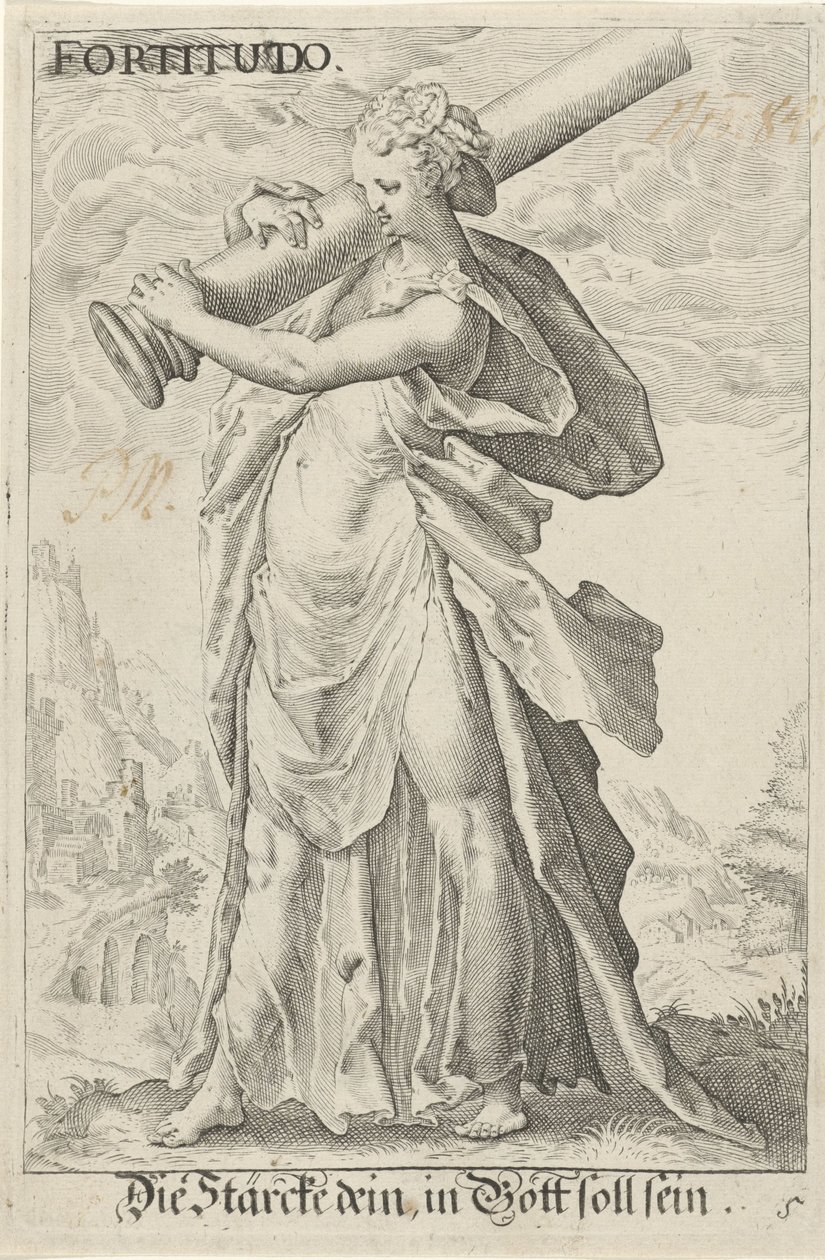 Kracht (Güç) Cesaret (nesne üzerindeki başlık) by Jacob Matham (attributed to)