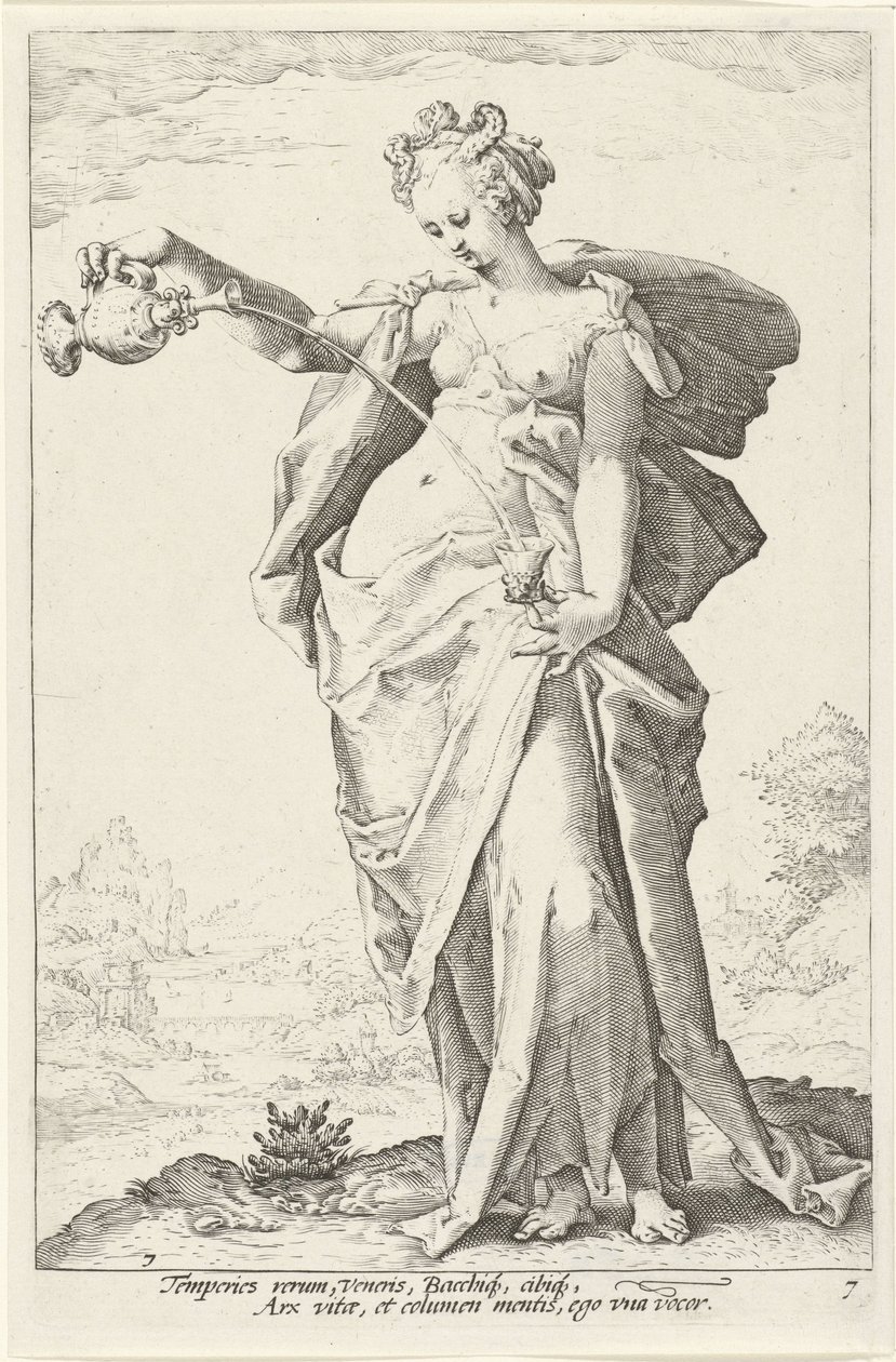Matigheid (Temperance) De deugden (dizi adı) by Jacob Matham (attributed to)